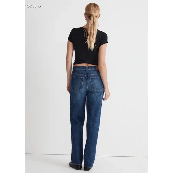 Madewell Low Slung Straight Jeans Button Fly Medium Wash Denim 32P - Picture 5 of 14